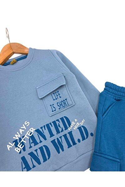 Ege Bebek Boys' 3-Strand Sharded Winter Tracksuit Set / 2-10 Years Old / Boys' Sweatshirt, Trackpants