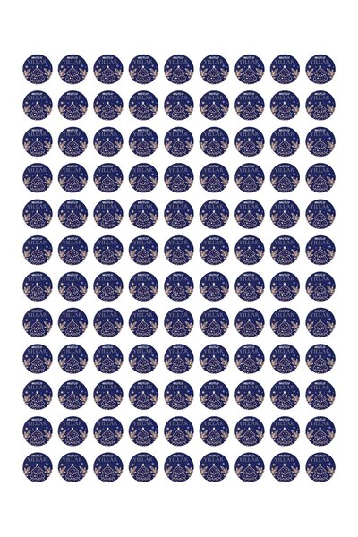 roco paper مجموعة ملصقات السنة الجديدة بتصميم الصنوبر، هدية السنة الجديدة وملصق للتغليف، 108 قطعة، 33×33 ملم، أزرق