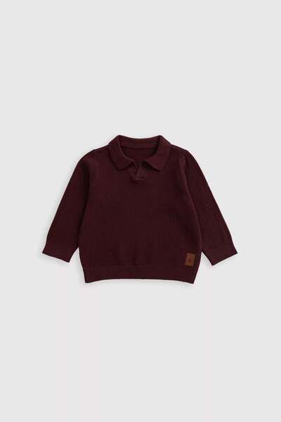 MOTHERCARE Burgundy Knitted Polo Top