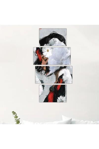 Generic لوحه جداريه مودرن رسمة إمرأه - 24008 - مقسمه أربعة قطع