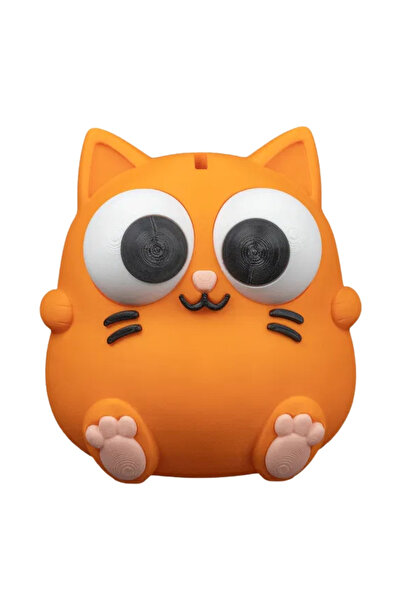 3dprototürk Turuncu Kedi Kumbara – 16 cm