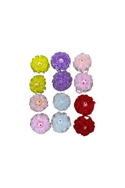 OEM Set elastice de păr, 12 buc, multicolor, design floral tridimensional