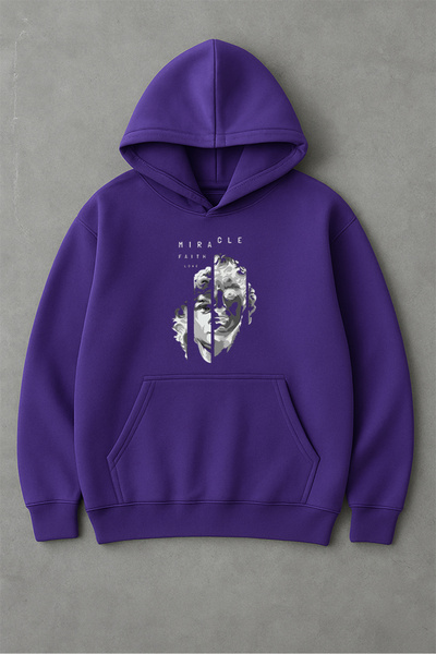 LORVEX Miracle Faith Imprimeu frontal Oversize Unisex Bumbac Swea tricou