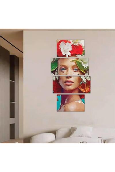 Generic لوحه جداريه مودرن رسمة إمرأه - 24021 - مقسمه أربعة قطع