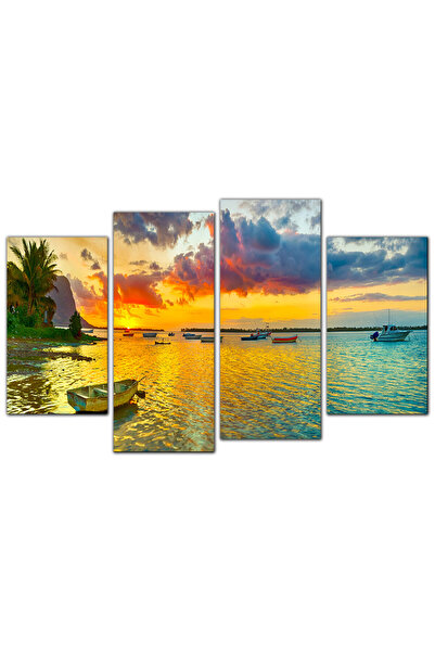 Generic لوحه جداريه - غروب على الشاطئ - ٧٢٦ - مقسمه أربعة قطع