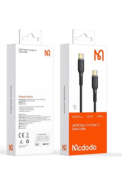 Mcdodo كابل CA-331 للهاتف المحمول من النوع C إلى النوع C، شحن فائق السرعة 240 واط PD