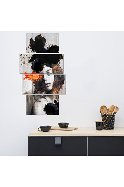 Generic لوحه جداريه - رسمة إمرأه و سمكه - ٣٠٠٤٠ - مقسمه أربعة قطع