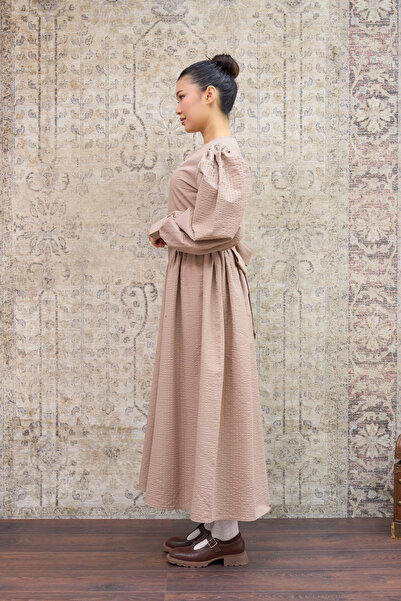 KÜÇÜĞÜM BUTİK Рокля умерен стил - Kафяво - Плисе