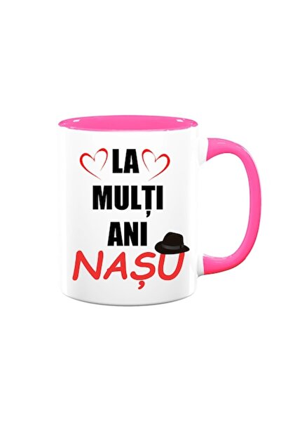 OEM Personalized Mug with Message: 'Happy Birthday Godfather', Betaprint, Motif 1, White with Pink Inter