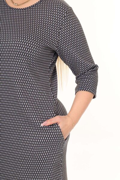 modayız Ελαστικό χειμερινό φόρεμα μεγάλου μεγέθους με μοτίβο διπλής τσέπης 22D-2714