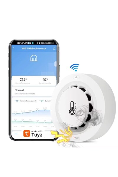 PRIMEDEO 3-in-1 smart detector for smoke, temperature and humidity, compatible with TuyaSma