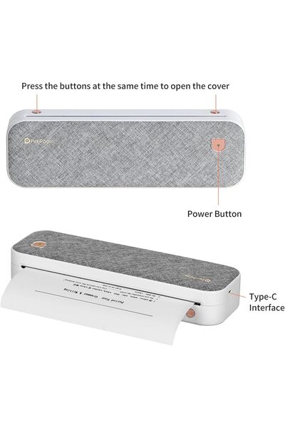 Fipka Matybobe PeriPage Portable Printer, A4 Wireless BT Travel Printer, Portable Thermal Printer Compatib