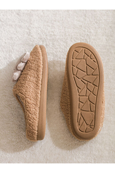 LC Waikiki Beige Animal Figured Plush Women's House Slippers