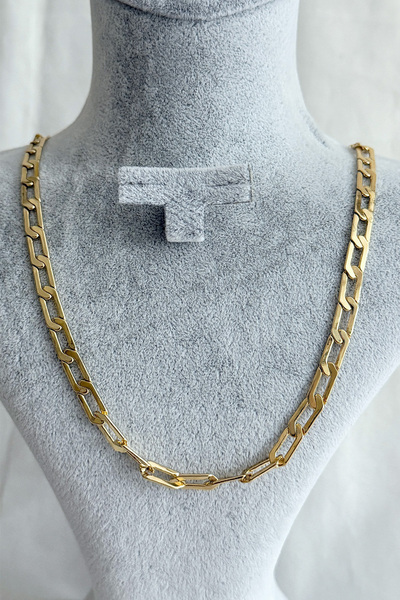 Bessence Jewelry Co Xuping 14K Gold Kaplama Modern Edge Model VIP Çelik Kolye