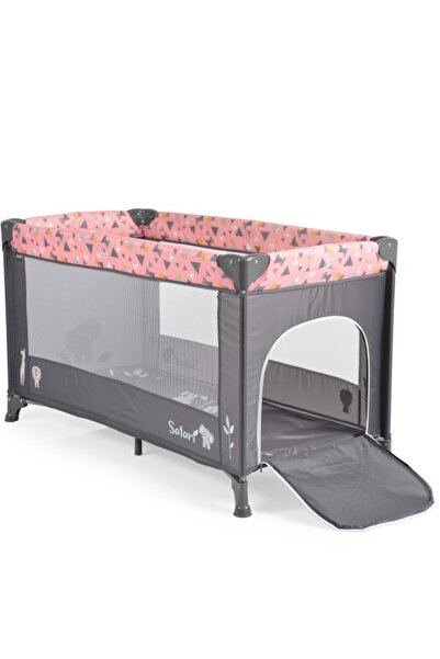 Moni Folding baby cot Safari Pink, folding mattress included, carrying bag, quick folding