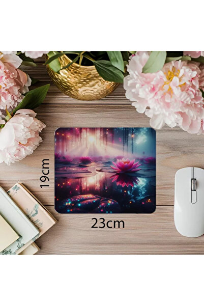 Wisdom Rain لوحة ماوس لوتس وخفيفة الوزن على الماء - 19 × 23 سم 2 مم مستطيلة مطبوعة مستوردة