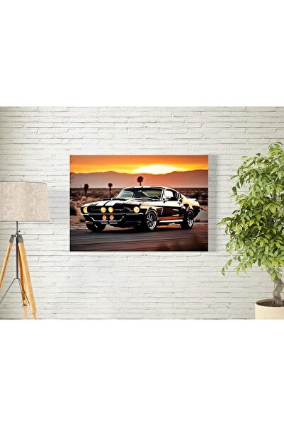 Al Raied لوحة فنية جدارية لسيارة فورد موستانج للديكور سهلة التعليق، 45×70 سم، قطعة واحدة