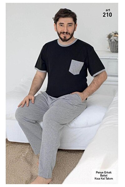 VAJESTO Men's Black Oversized Short Sleeve Long Pants Cotton T-Shirt Trousers...