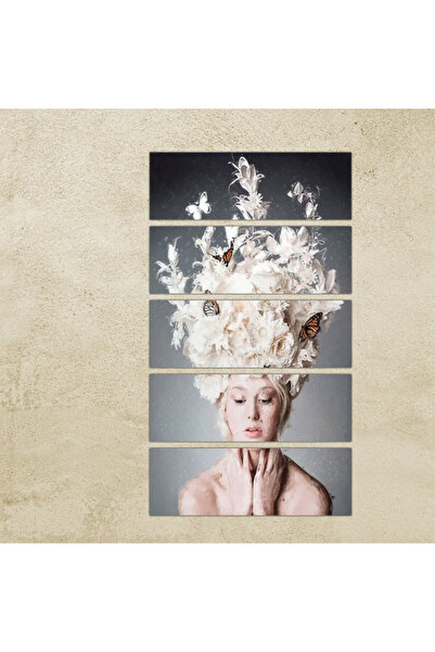 Generic Wall panel - drawing of a woman - 300939 - divided into five equal pieces