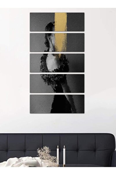 Generic Modern wall panel, artistic drawing of a woman - 25517 - divided into five equal pieces