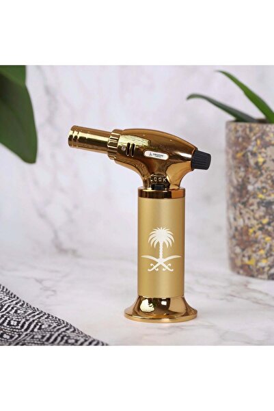 Story of candle ولاعة ذهبية فخمة ، متعددة الاستخدامات ، محفور عليها سيفين ونخلة