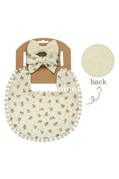 Nurio Set Bavetă Reversibilă și 2 Bentițe pentru Copii - Crem