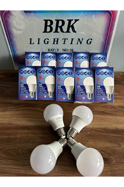 Noas Led 10 Adet Led Ampül Beyaz Renk 9 Watt Tasarruflu Yüksek Işık Gücü A Enerji Sınıfı 9w Ampül Ekonomik