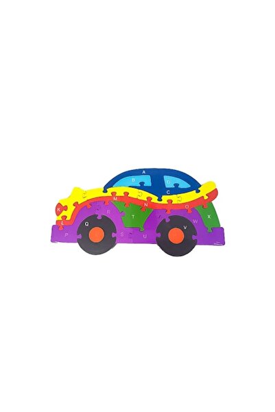 Doty Puzzle din lemn cu alfabet și numere, mașină, 22 de piese, multicolor,