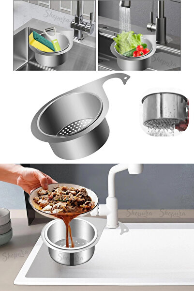 Shopura Lavabo Köşe Süzgeci Organizer Paslanmaz Çelik Drenaj