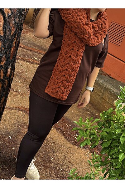 ipeklife Brown Plush Scarf