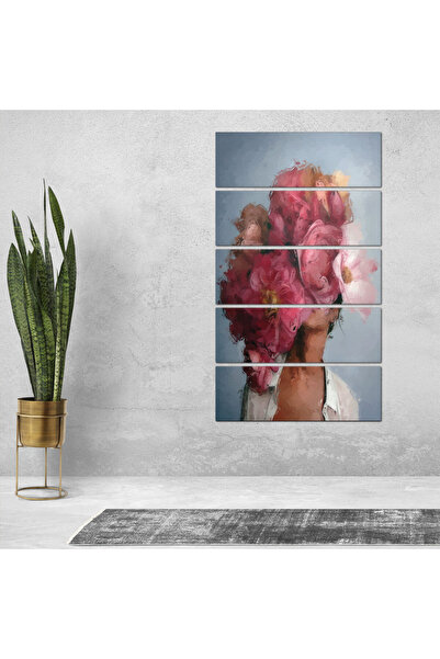 Generic Wall panel - drawing of a woman - 0300931 - divided into five equal pieces