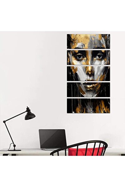 Generic Modern wall panel, drawing of a woman - 24125 - divided into five equal pieces