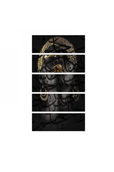 Generic Modern wall panel of a woman and Arabic writing - 300950 - divided into five equal pieces