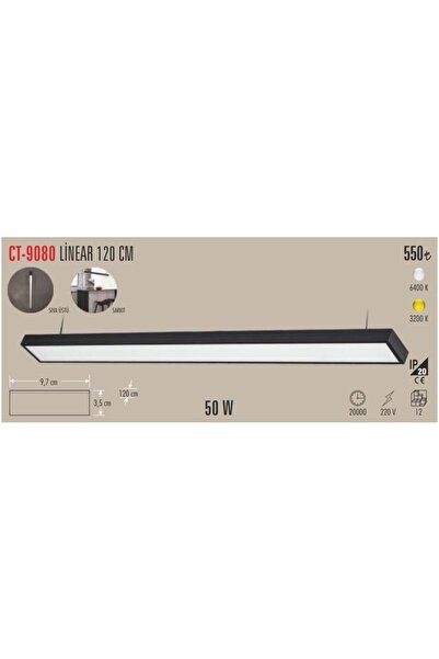 Cata CT-9080 50 Watt Sıva Üstü Linear Armatür 6500K BEYAZ 120 cm