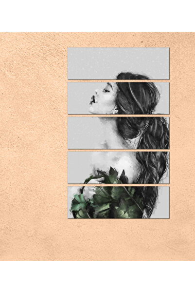 Generic Wall panel - drawing of a woman - 300934 - divided into five equal pieces