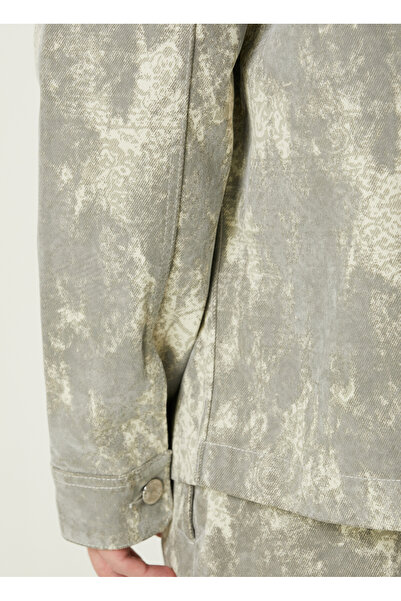 LES BENJAMINS Gray Ethnic Patterned Denim Jacket