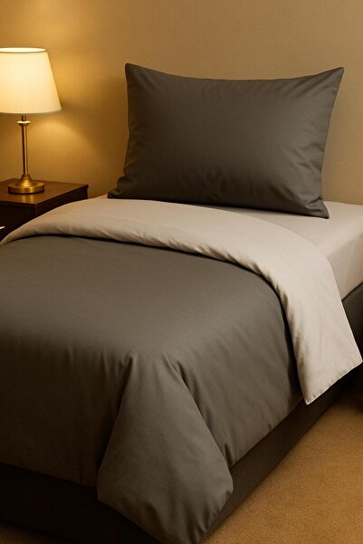 ayçiçek home طقم غطاء لحاف لشخص واحد وملاءة بدون مطاط ومقاس 100/200 ولون رماد...