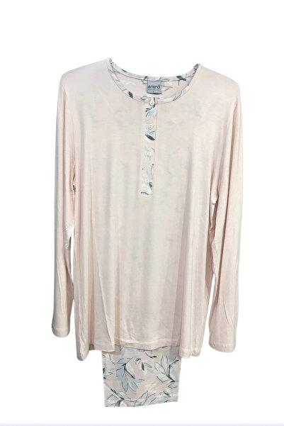 Nena Long Sleeve Round Neck Placket 100% Cotton Viscose Pajama Set-14946