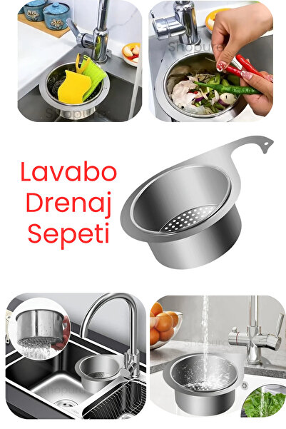 Shopura Süzgeçli Mutfak Sepeti Asılı Lavabo Mutfak Banyo Düzenleyici Süzgeç