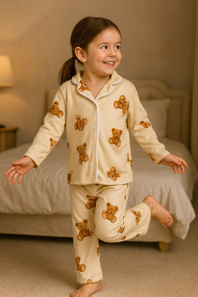 DUBAİ ÇOCUK Kız Çocuk Uzun Kollu Gecelik-Günlük Takımı