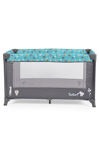 Moni Patut pliabil copii Safari Turquoise, saltea patut inclusa