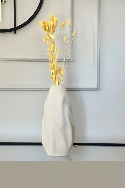 PAPİSAHOME Dalga Bohem Seramik Vazo Beyaz 23.5 Cm