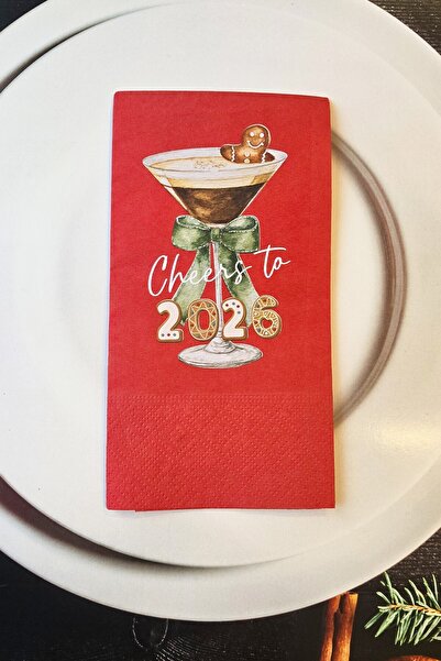 PEKSHOP Cookie Man in a Cup Red Christmas Napkin 12 Pack