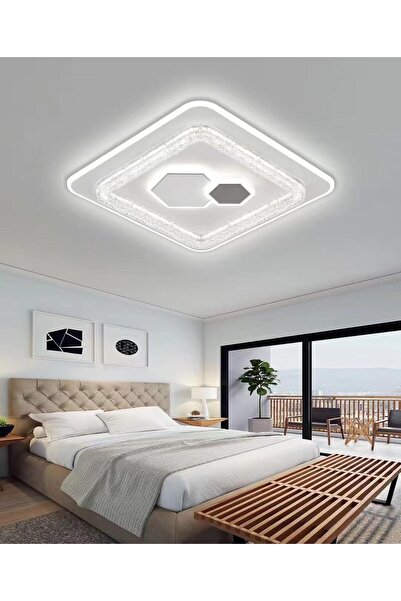 EY-EL TASARIM A03 PLAFONYER LED AVİZE 3 Renk Işık Modlu (Beyaz / Sarı / Gün Işığı)