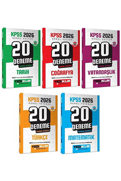 Bi bigelio Yediiklim 2026 KPSS Genel Yetenek Genel Kültür 100 Deneme 5 li Set...