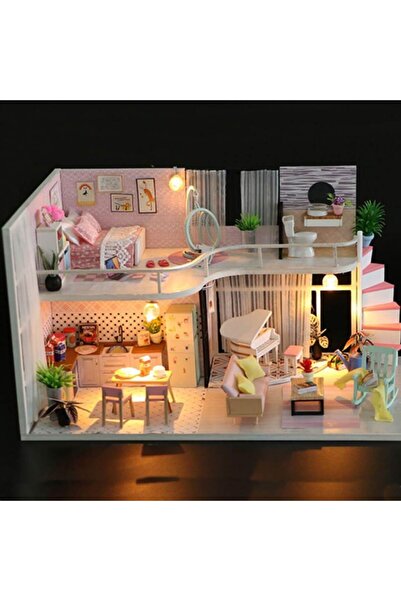 Doty DIY Wooden Handmade Dollhouse with LED Lights, 28 cm,