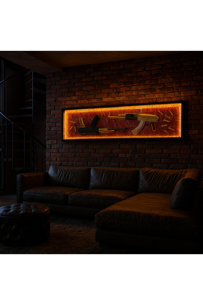 OKO DESİGN 3D Premium Dekoratif LED Işıklı - Gold & Black (AK-47)
