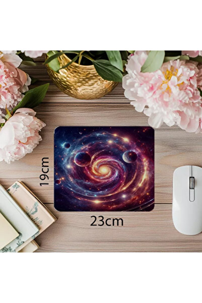 Wisdom Rain لوحة ماوس مؤقتة ذات طابع جالاكسي دوارة - لوحة ماوس مطبوعة مستطيلة مستوردة مقاس 19 × 23 سم 2 مم