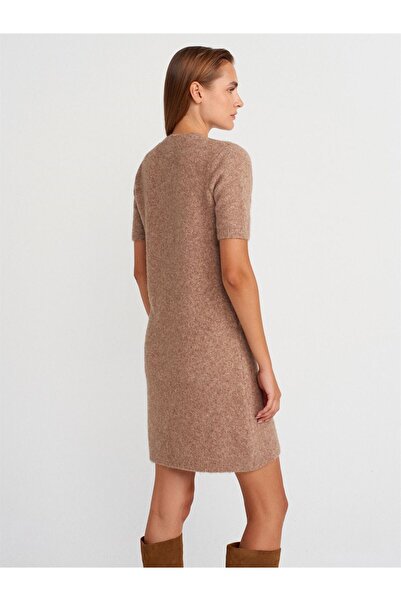 Dilvin Bisiklet Yaka Yumuşak Dokulu Triko Elbise