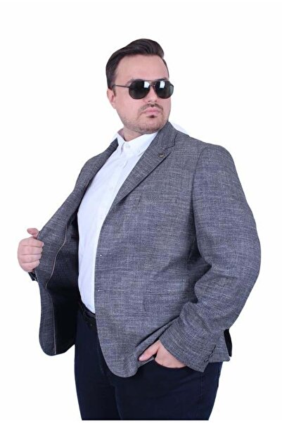 Starbattal Ανδρικό μπλέιζερ μεγάλου μεγέθους 6 Drop Blazer Tuna Jacket 500601 ΜΑΥΡΟ